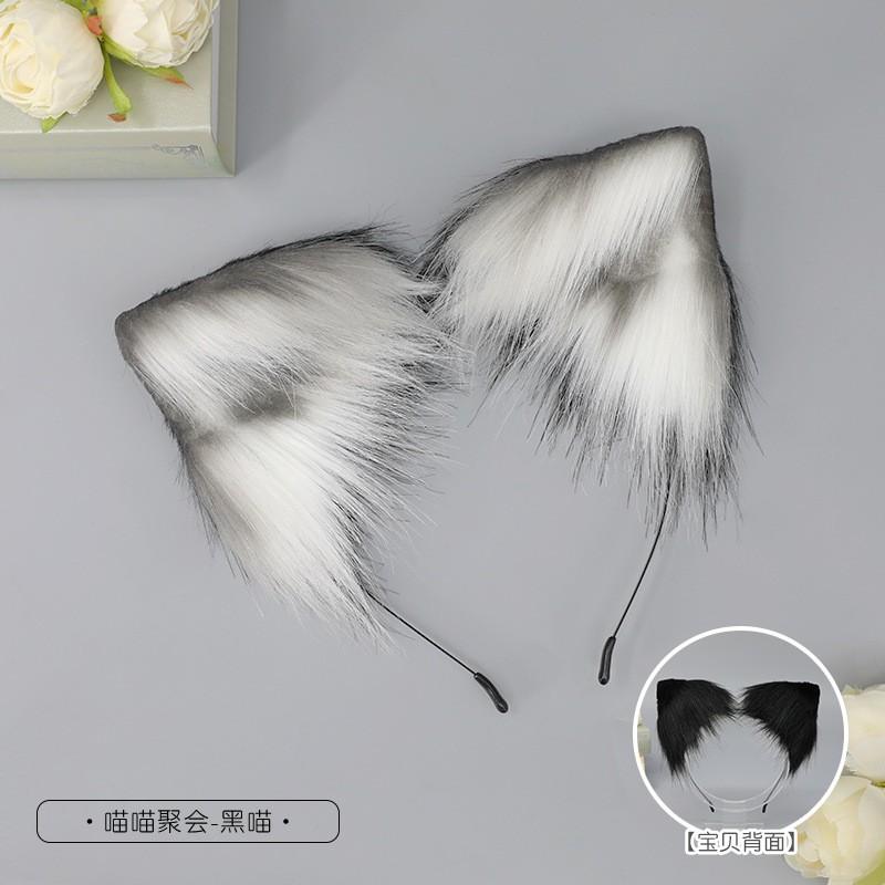 Handmade Plush Cat Ear Headband Cosplay Costume Accessory - Soft Furry Animal Ears Hair Hoop Anime Convention