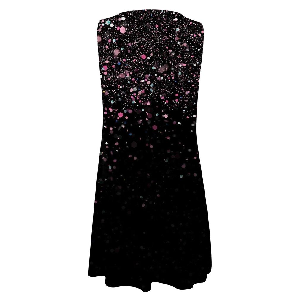 Женское повседневное летнее платье без рукавов с принтом, свободное пляжное платье с вырезами