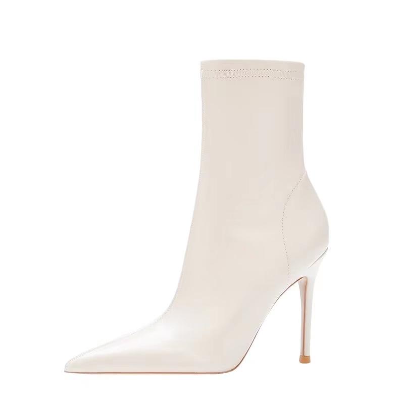 2024 Новые осенние уличные сапоги на высоком каблуке с острым носком