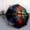 1pc The Enchanted Tree in a Dreamlike Forest Pattern Beautiful Looking Automatic Folding Umbrella, 3 Folding, 8 Iron Frame Design, Durable and Su