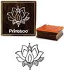 Printtoo Diary Card Lotus Flower Design Square Brown Wooden Rubber Stamp Block-2 x 2