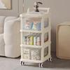 Прозрачная многослойная тележка-стеллаж с ящиками, передвижная тележка для хранения с ручкой, мобильная стойка для хранения косметики и закусок