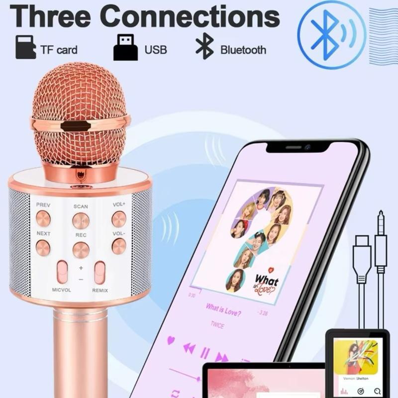 Микрофон для караоке, портативный беспроводной Bluetooth-микрофон для караоке для взрослых и детей, для вечеринок на открытом воздухе, караоке-машина для всех смартфонов