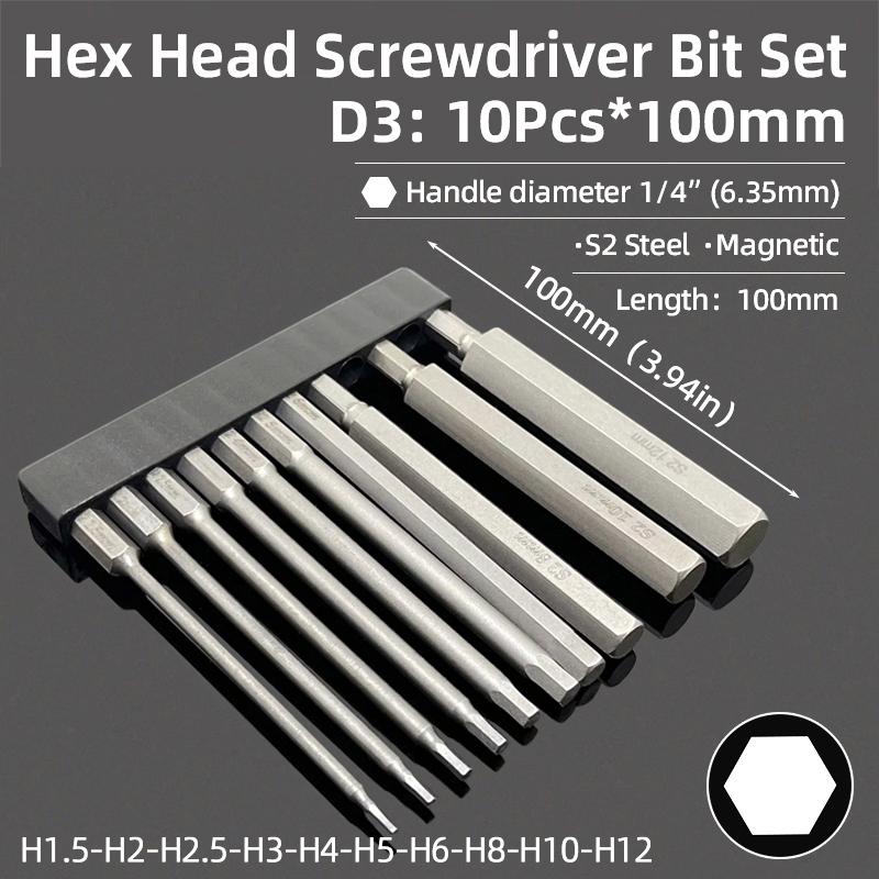 Набор шестигранных бит, торцевой шестигранный ключ, набор отверток, метрический шестигранный хвостовик SAE, магнитная отвертка, электрическая дрель из стали S2, ручные инструменты