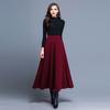 Women Maxi Skirt Elastic High Waist Large Hem A-Line Skirt with Pockets Solid Color Swing Skirt Streetwear
