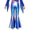 Костюм для танца на конкурсе красоты для девочек, металлические брюки-клеш, дизайн с разрезом на ноге, наряд для сценического выступления, соревновательный наряд