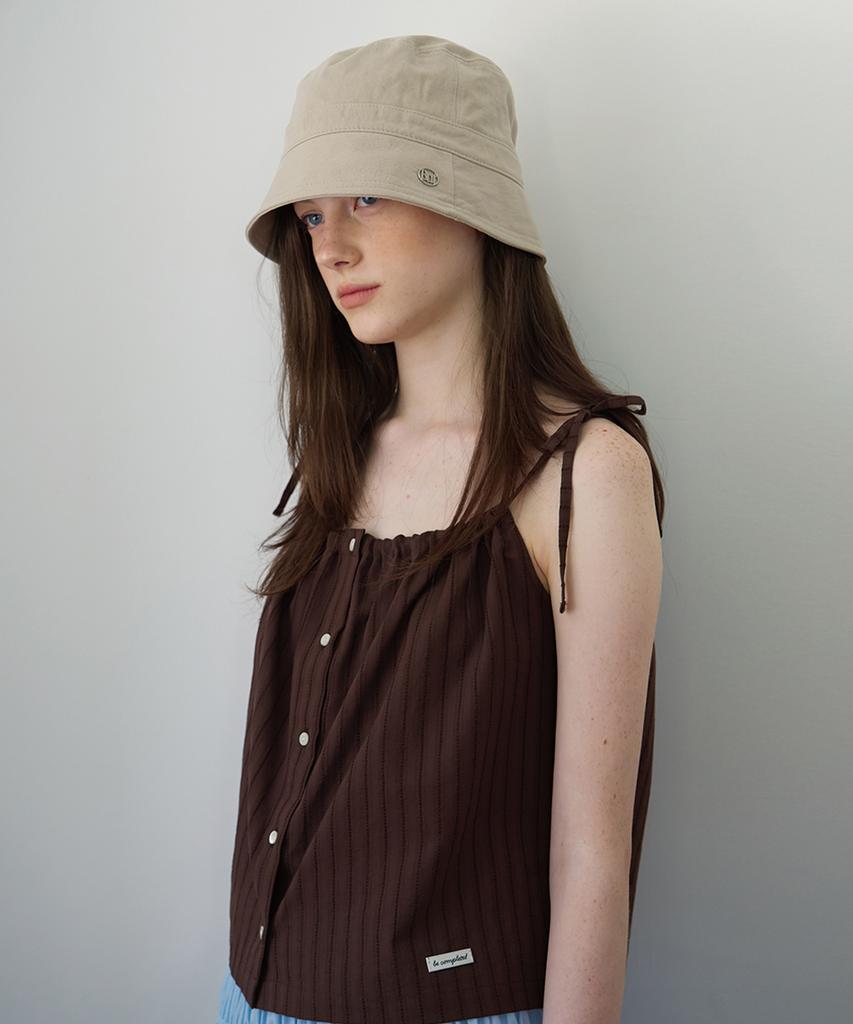 BUT'TON Banding Shirring Blouse (Brown)