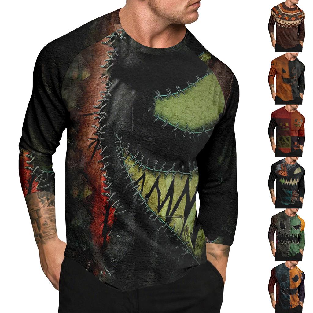 Мужской топ с длинным рукавом реглан с принтом на Хэллоуин