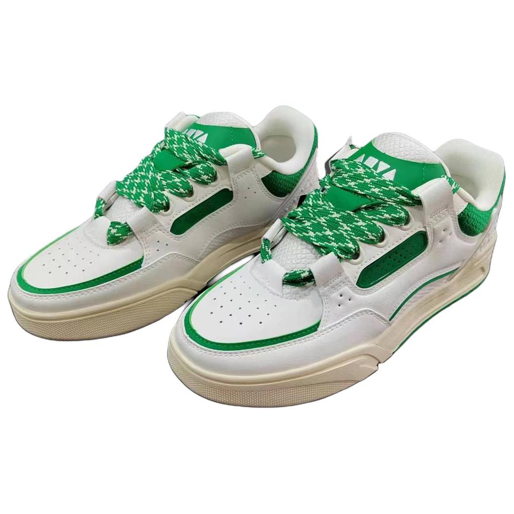 Anta Aojie Fashion Versatile Comfortable Casual Non-Slip Shock Absorbing Wear-Resistant Low-Top Skate Shoes Men Sneaker White Green 112338040S-1