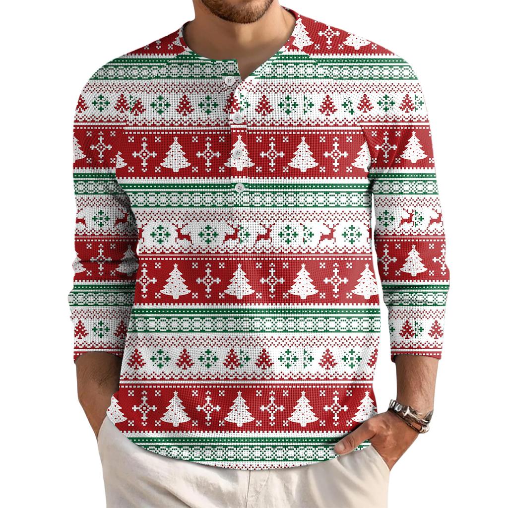 Men's Loose Casual Button Down Collar Long Sleeve Top