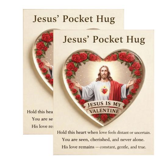 Jesus Pocket Hug Little Heart Pocket Hug Token with Inspirational Card Valentine's Day Gifts for Women Men Couple