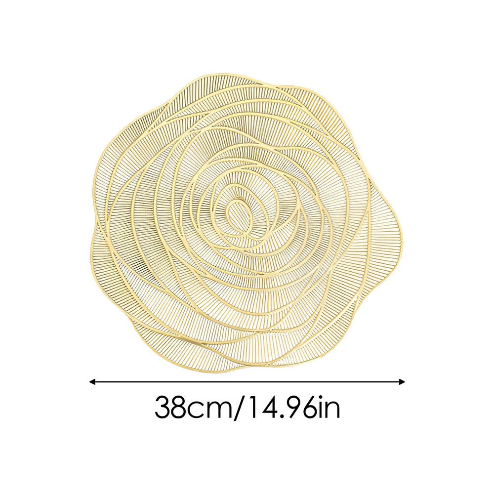 Круглые салфетки в форме цветка и розы для ресторана, полые, из ПВХ, декоративные, для еды, не нагревающиеся, для обеденного стола, для стейка, золотые