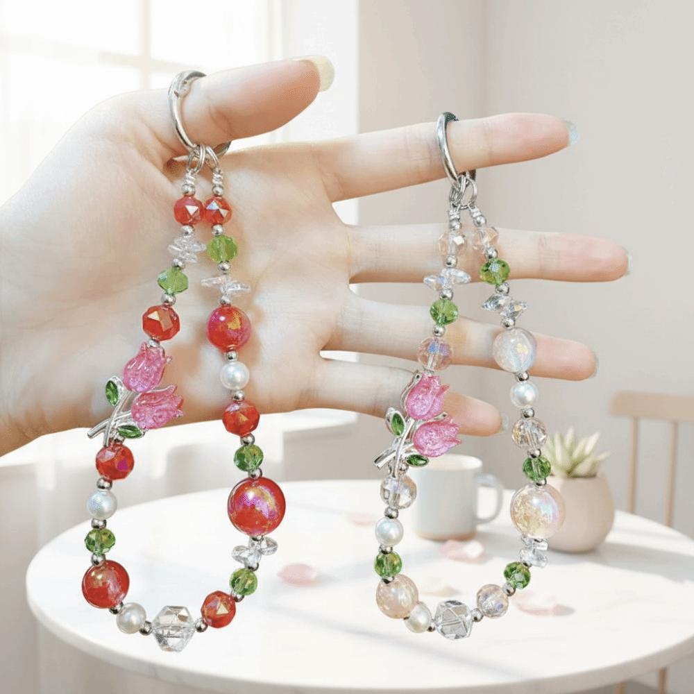Pearl Cell Phone Chain Tulip Flower Mobile Phone Lanyard Mobile Phone Pendant