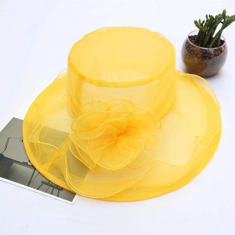 Veil Edge Sun Hat Ladies Summer Flower Organza Top Hat Beach Uv Protection Sun Hat