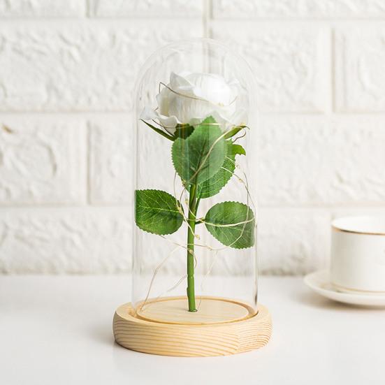 Artificial Rose Flowers Eternal Rose with LED Light Realistic Looking Battery Powered Simulation Rose Flower Holiday Gifts