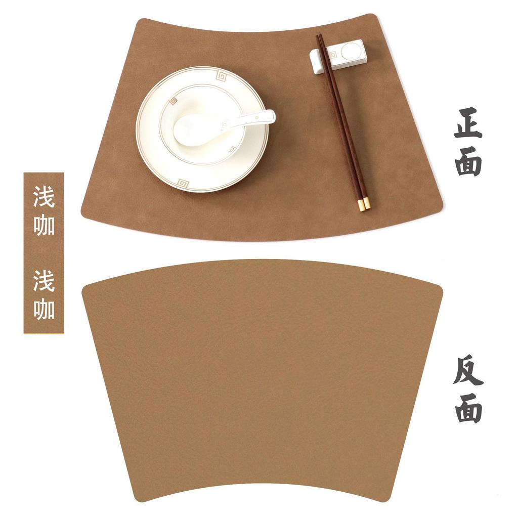 Double-layer retro cowhide pattern round table mat, high-grade leather western dining mat, thermal insulation square dining table mat, advanced sense