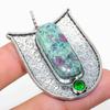 Ruby In Fuchsite, Diopside Ethnic 925 Sterling Silver Jewelry Pendant 2.05" N1p33