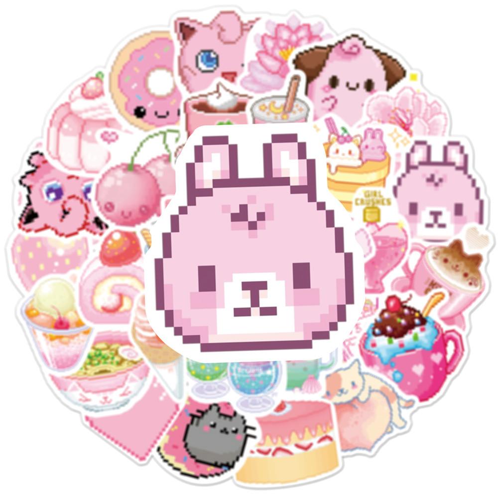50PCS INS Style Cute Pink Pixel Cartoon Stickers Pokemon Pikachu DIY Bike Luggage Laptop Graffiti Sticker Kid Toy Decal