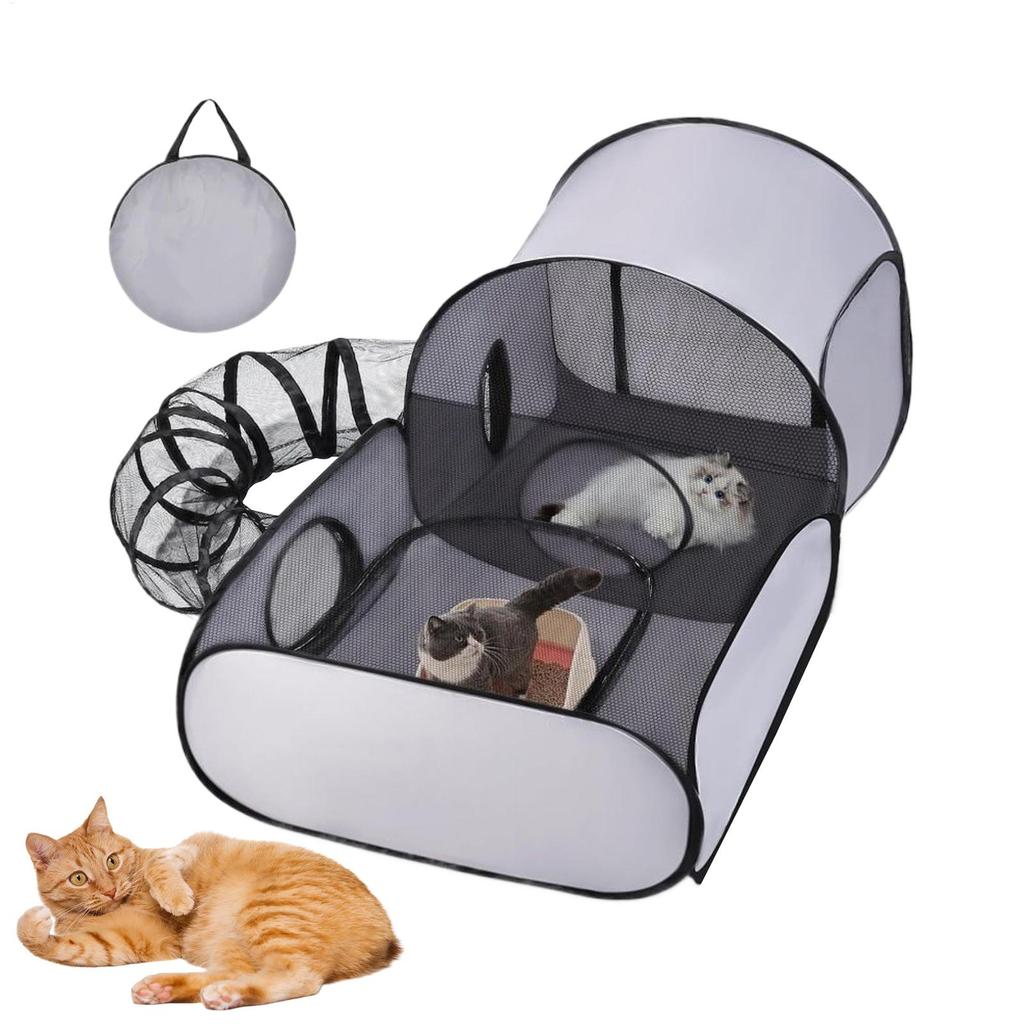 Cat Playpen Enclosed Cat Playpen Outside House Foldable Enclosure Interactive Toys Tunnel Exercise Pet Supplies for Camping