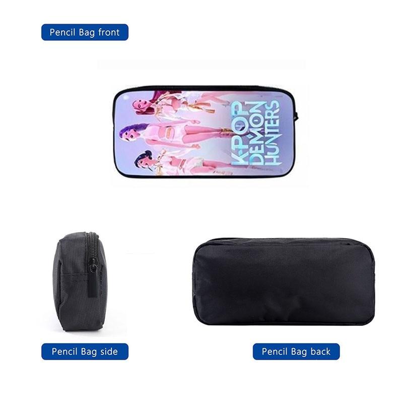 K-Pop 3-Piece School Backpack Set Multicolor Student Backpack Crossbody Bag Pencil Case Combo Campus Bag