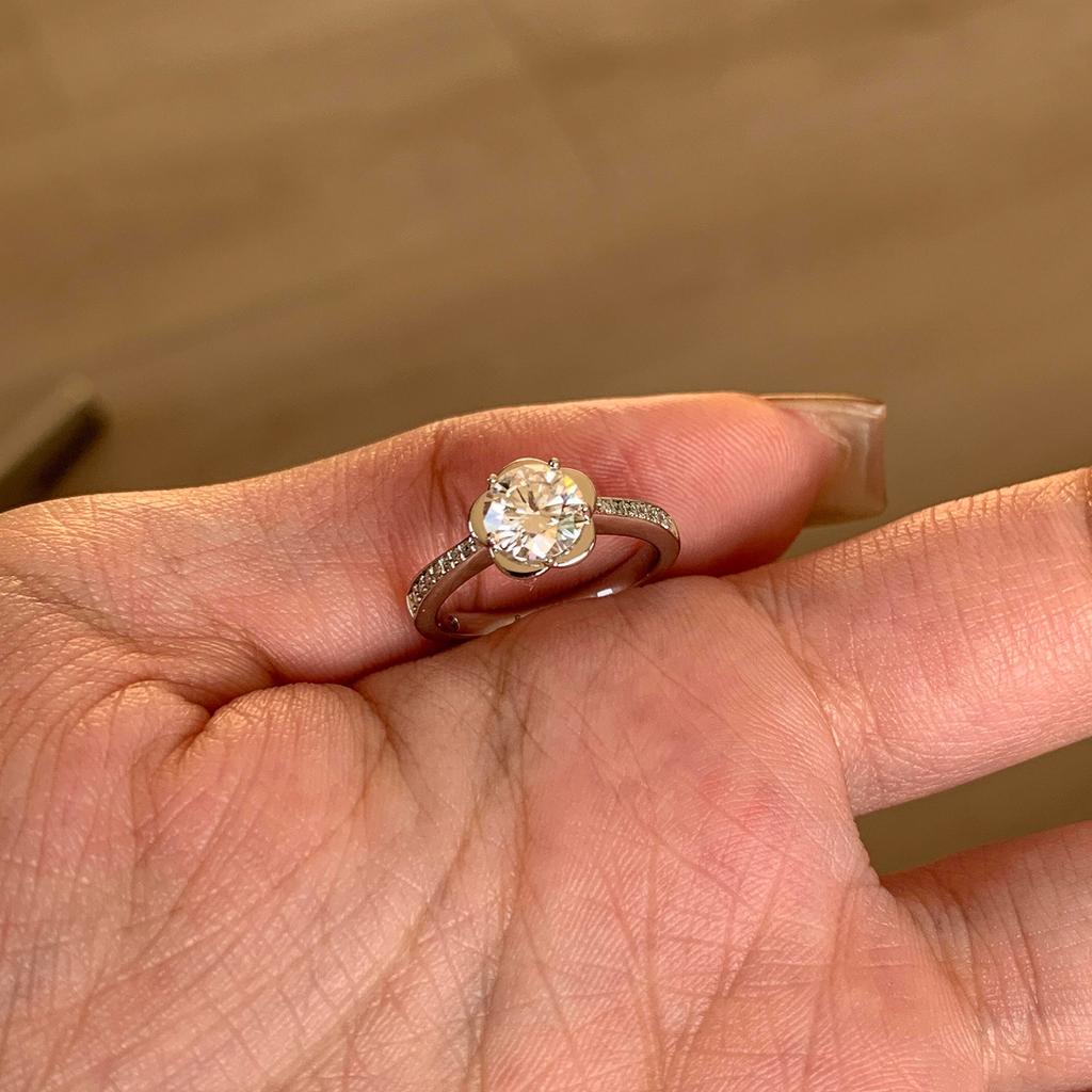 925 Sterling Silver Jewelry Luxury Crystal Flower Finger Rings for Women Wedding Party Jewelry for Girls Friend Gift