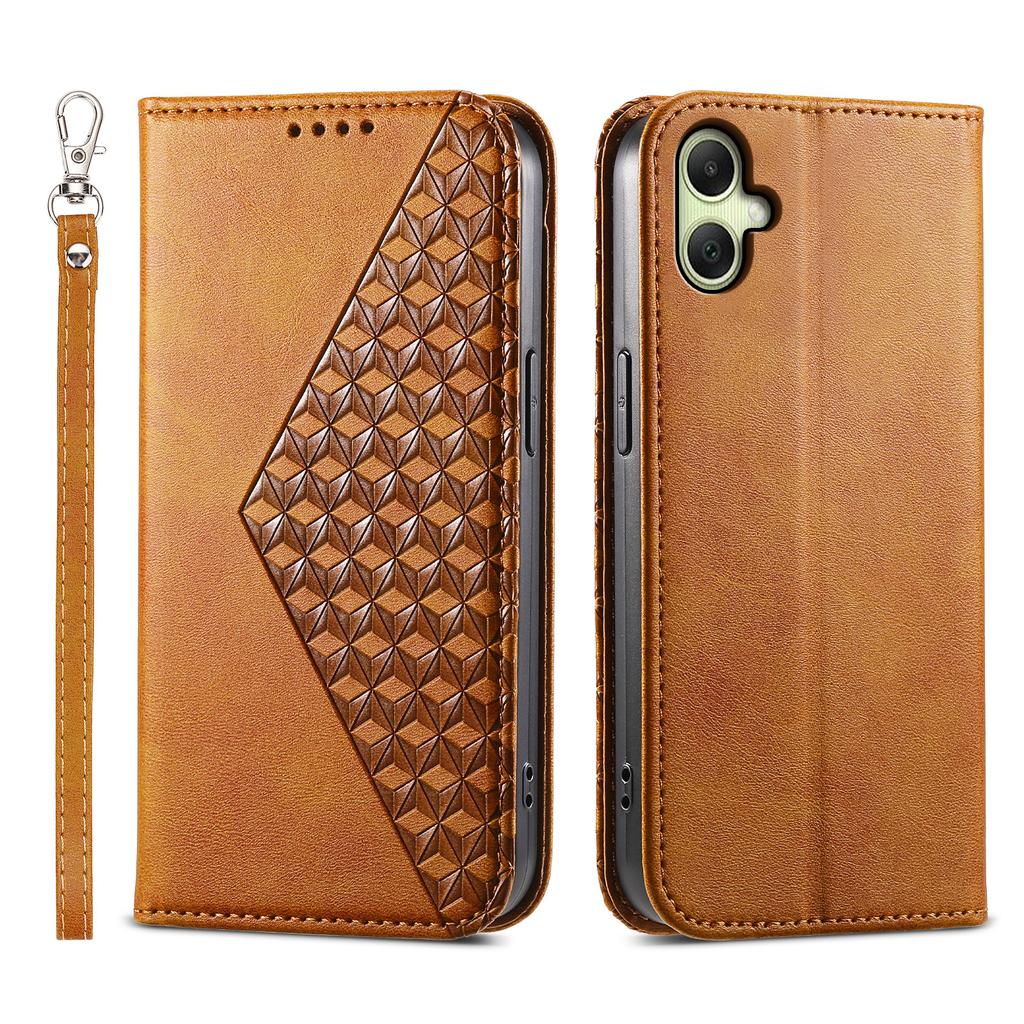 For Samsung Galaxy A07 4G Case Calf Texture PU Leather Wallet Phone Cover with Wrist Strap