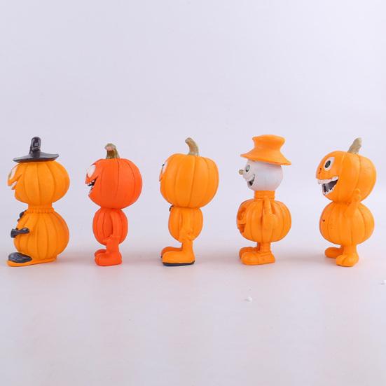 Pumpkin Man Figurine Halloween Pumpkin Decoration Resin Spooky Pumpkin Sculpture for Outdoor Indoor Table Mantel Decoration