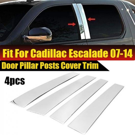 New Fits 2007-14 Cadillac Escalade ESV EXT SUV 4PC Chrome Pillar Posts Door Trim