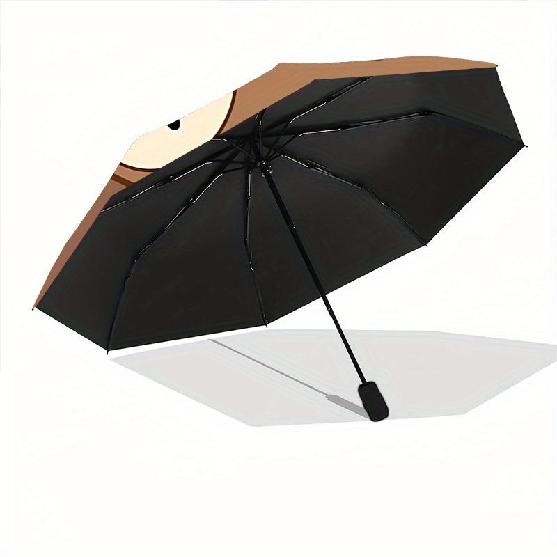 1pc BROWN Bear Line Automatic Folding Umbrella with 8-Rib Compact & Lightweight Design, Self-Opening/ Closing002