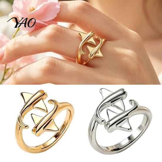 Golden Plated Ring Adjustable Open for Men Women, Silver Statement Ring, Non Tarnish Alloy Finger Jewelry Gift Him Her Daily Wear