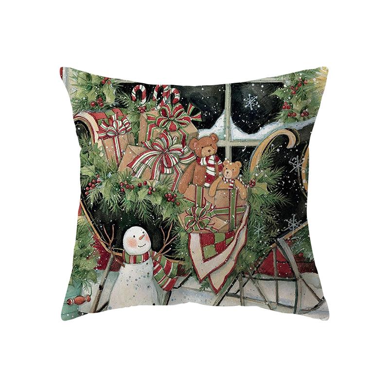 Чехлы для подушек с веселой рождественской атмосферой и принтом для дома, гостиной, украшения дивана, квадратная подушка, наволочка