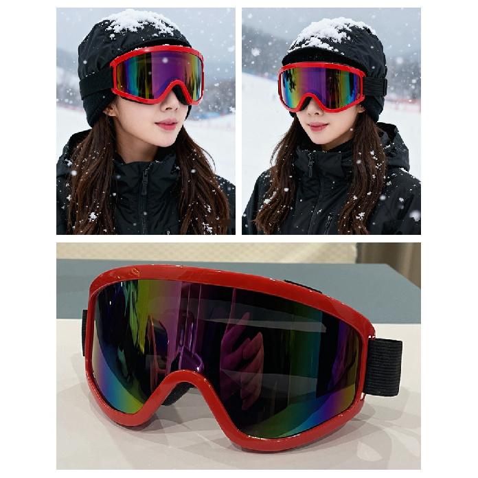 Winter ski goggles for men and women, suitable for those with prescription glasses, large frame with straps, windproof outdoor goggles for cycling