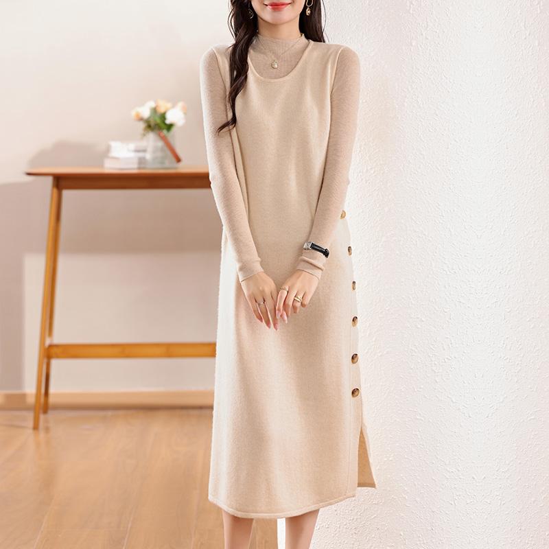 Женское кашемировое платье Qinghe кашемир 30% кашемир 70% шерсть осенне-зимняя кашемировая юбка мягкая и теплая