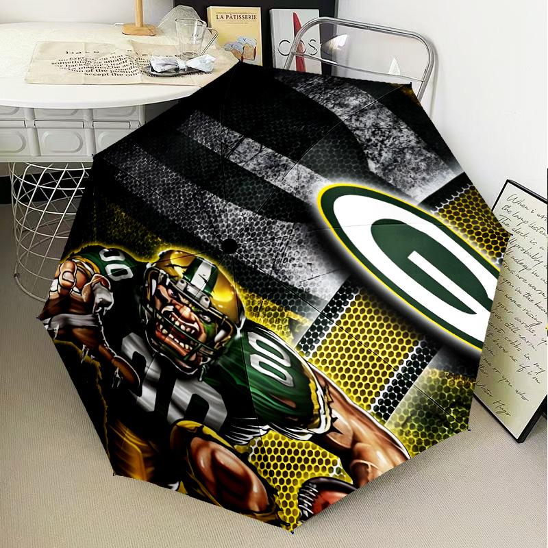 Green Bay Packers Fan Gear Umbrella Folding umbrella, automatic umbrella 8-Frame for Travel, camping Use Gift for Halloween Christmas