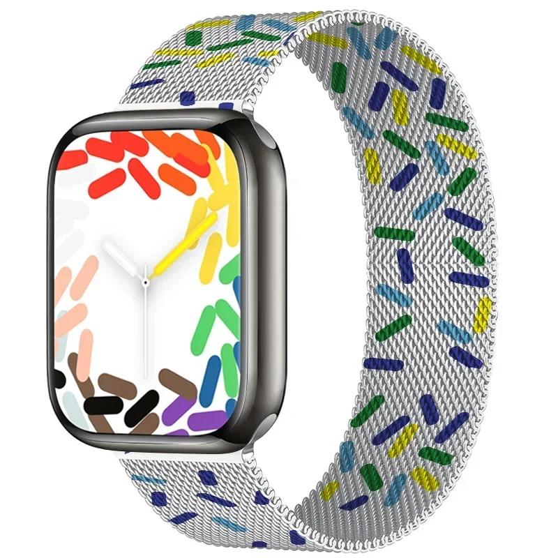 Магнитный петлевой ремешок Для Apple watch Ремешок 44мм 40мм 45мм 41мм 42мм 38мм Браслет из нержавеющей стали iWatch Серии Ultra 9 8 SE 7 6 5