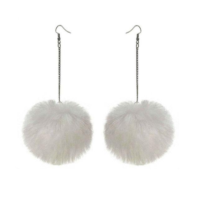 New Big Pompom Drop Earrings Fashion Soft Rabbit Fur Ball Pompom Pendant Long Dangle Earrings For Women Girl Party Gifts