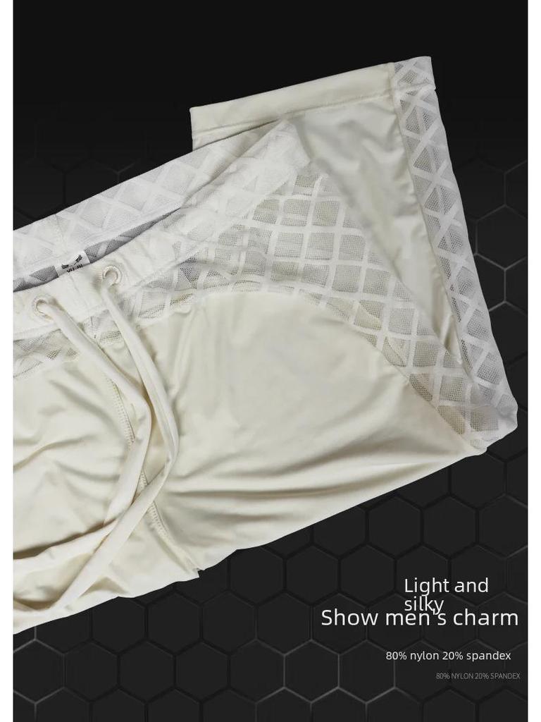 Мужские облегающие спортивные штаны для бега из ледяного шелка и нейлона