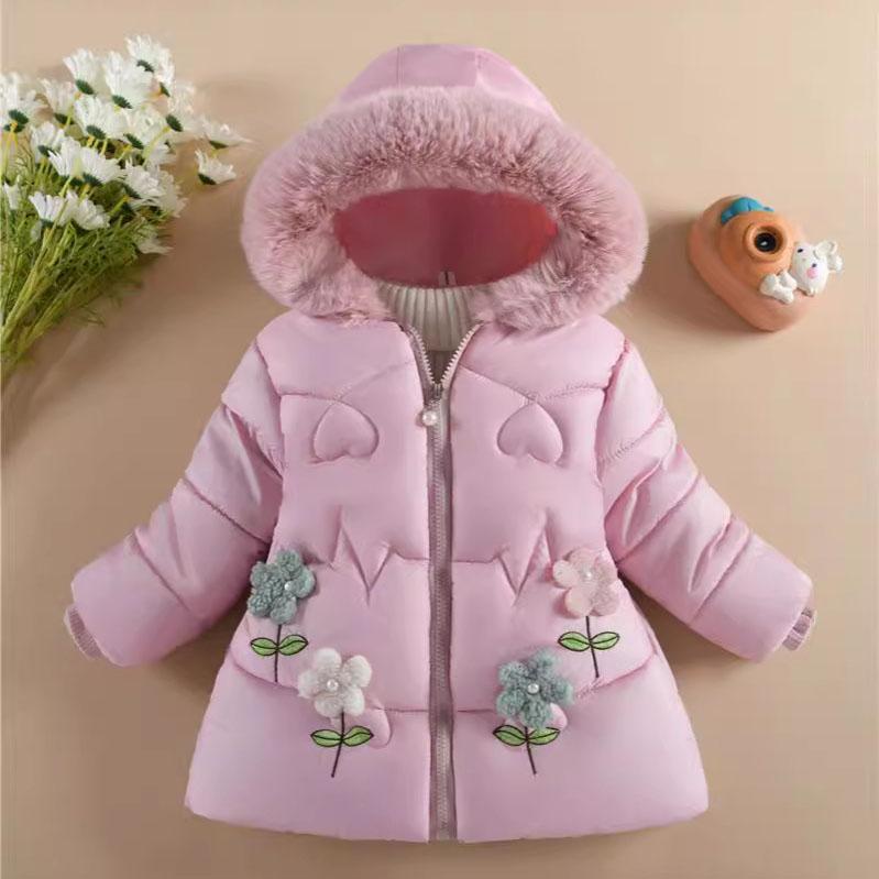 Baby Girls Padded Down Coats Hooded Cute Clothing Children Fashion Winter Thickened Jackets Kids Casual Cotton Parkas