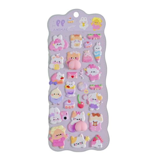 Милые 3D Пухлые Наклейки Каваи 3D Пузырчатые Поролоновые Наклейки Пухлые Сквиши Наклейки с Мишками и Зайчиками для Чехла Телефона Блокнота Скрапбуков DIY Поделок