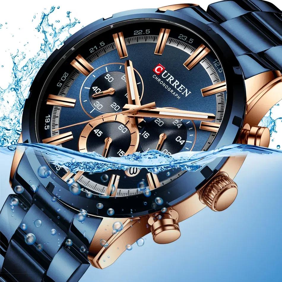 CURREN Watch Luxury Sports Quartz Mens Watches Full Steel Waterproof Chronograph Wristwatch