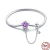 100% Серебряный Браслет Подходит для Оригинальных Бусин-Подвесок DIY Изготовление Украшений Ослепительная Цепочка с Цирконами Браслет Для Женщин