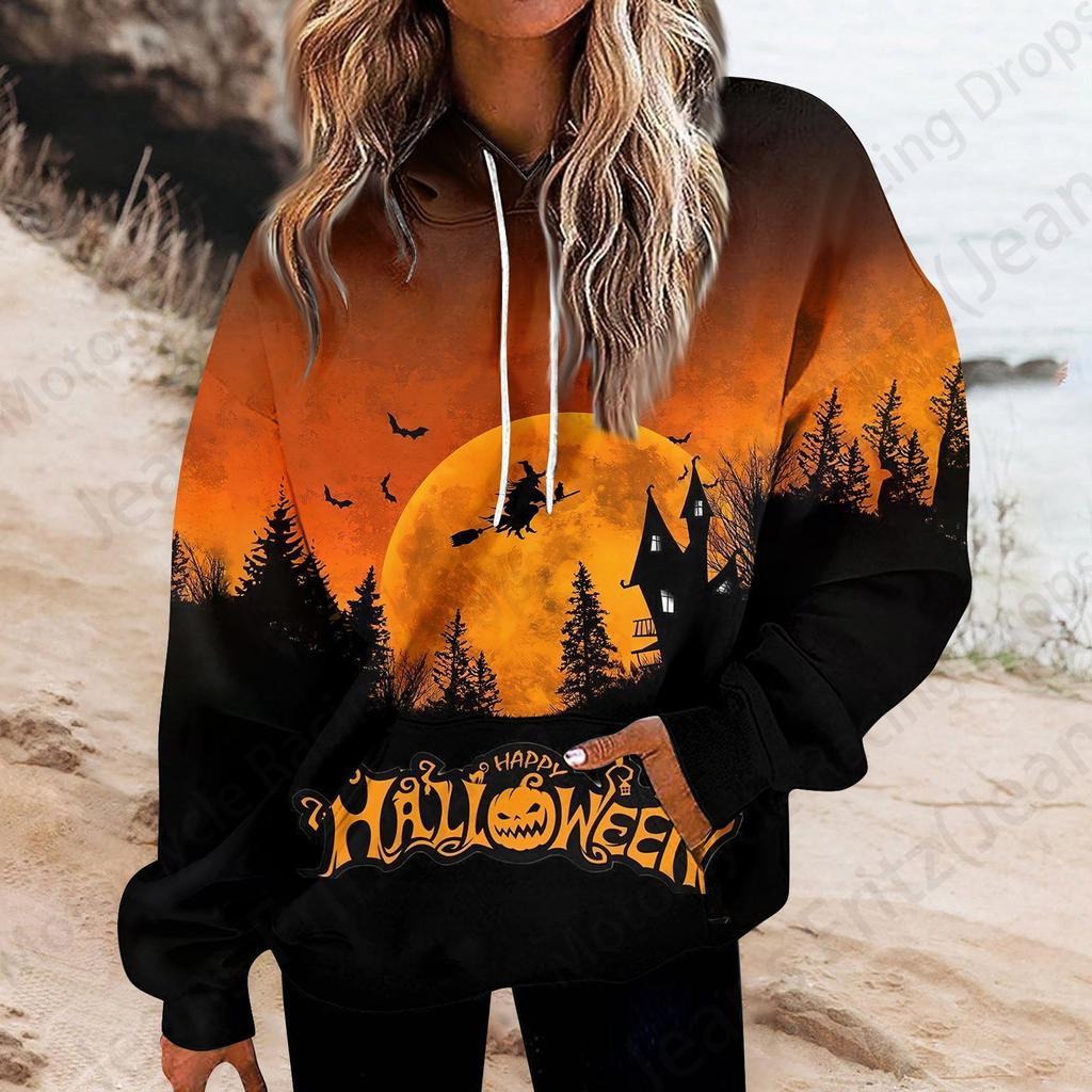 Happy Halloween 3D Print Hoodie Women Fashion Oversize Hoodies Women Sweats Halloween Hoodie Sweatshirt Women Sports Suits Coat