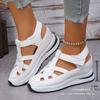 Large Size Sandals Women's 2025 Spring New European and American Slope Heel Roman Velcro Women's Shoes Platform Casual Shoes