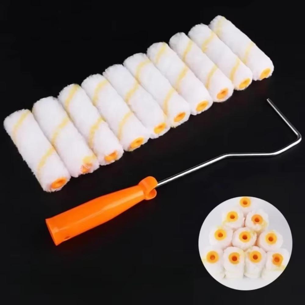 11pcs/set Mini Thumb Roller Core Paint Roller Kit Sponge Paint Roller  Replacement Parts