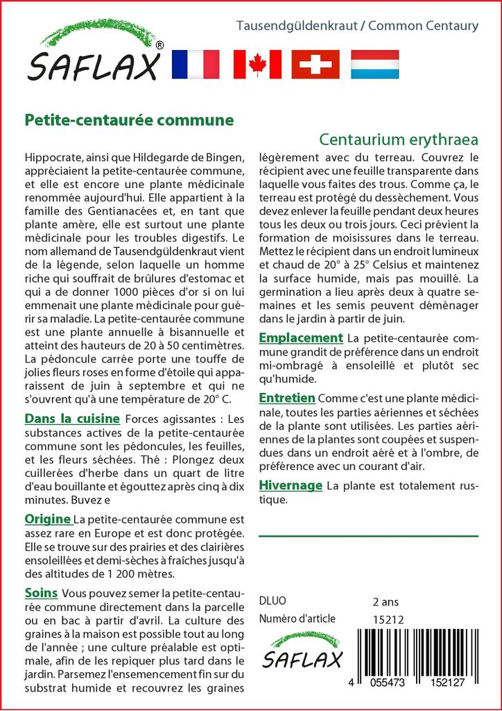 SAFLAX Garden in the Bag - Золототысячник обыкновенный - 250 семян - С субстратом в подходящем пакете - Centaurium erythraea