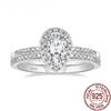Trumium 1.5CT 925 Sterling Silver Wedding Band Teardrop Bridal Rings Sets Cubic Zirconia Fine Jewelry Promise Women Rings