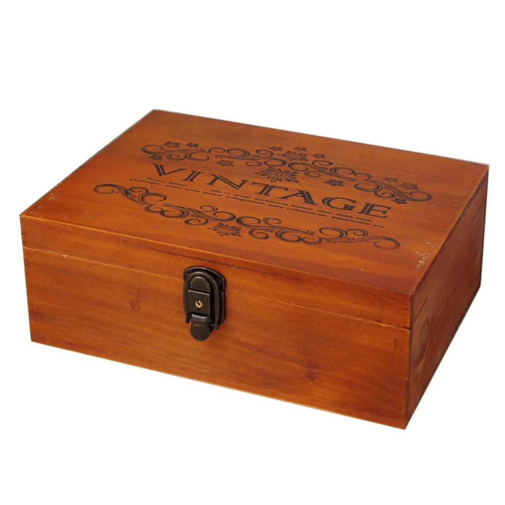 Wooden Jewelry Box Vintage Storage Case Miscellaneous Organizer Cosmetics Box Travel