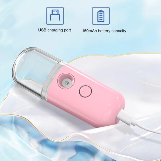 Mini Travel Steamer Cordless Lightweight USB Rechargeable Portable Handheld Steamer for Easy Refill Micro-Particle Mist Skin Hydration