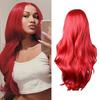 Женский длинный вьющийся парик, средняя часть, естественный вид, термостойкое высокотемпературное волокно, черные, красные, белые волнистые синтетические волосы
