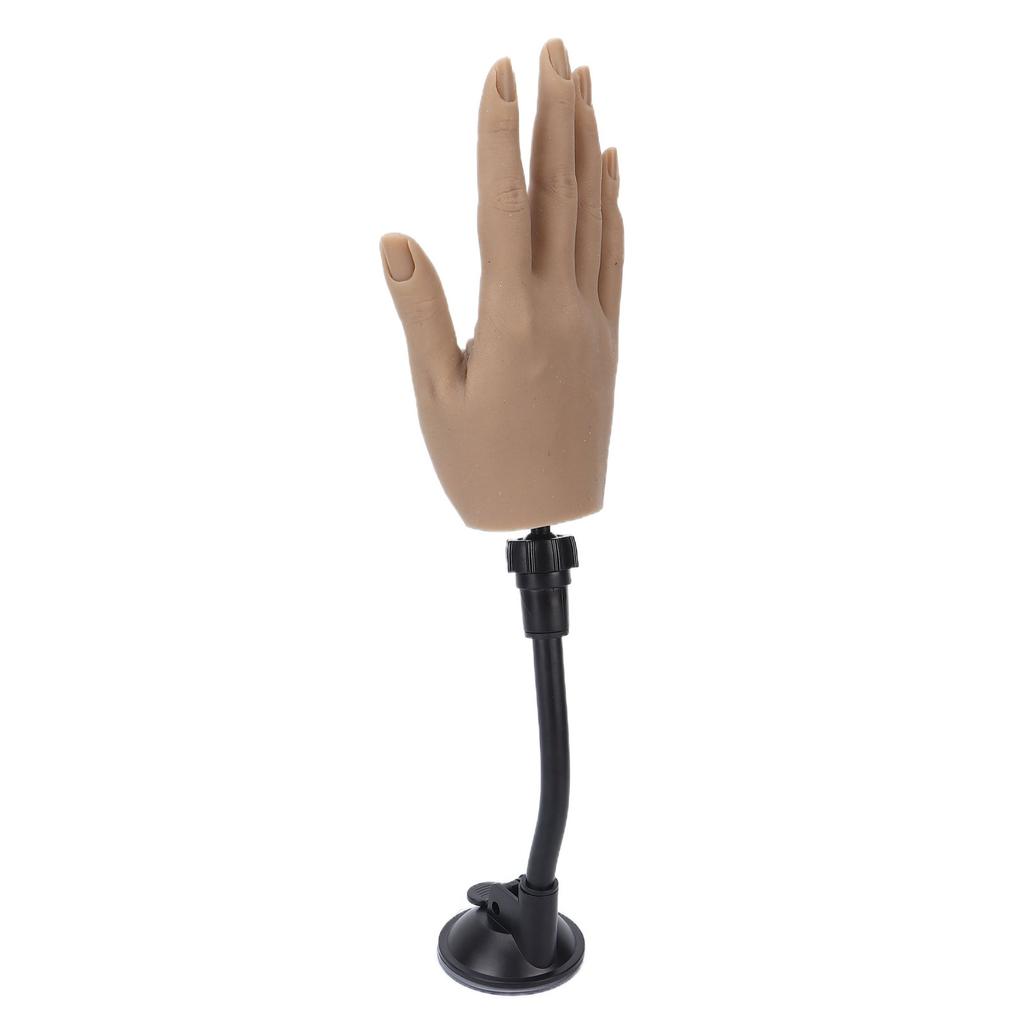 Fake Hand Model Silicone Reusable Nail Art Practice Hand with Fixing Rack for Beginner Practice